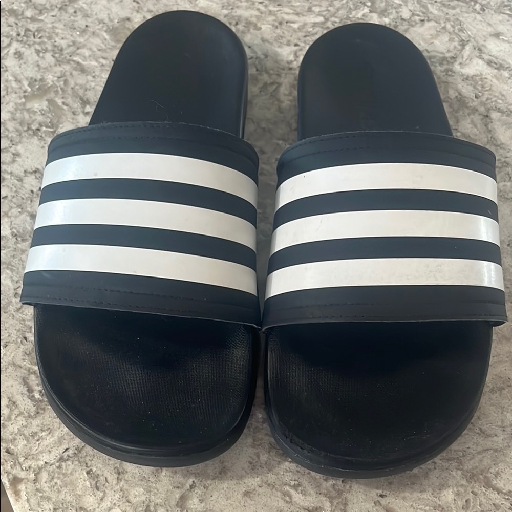 adidas Black and White Striped Sandals